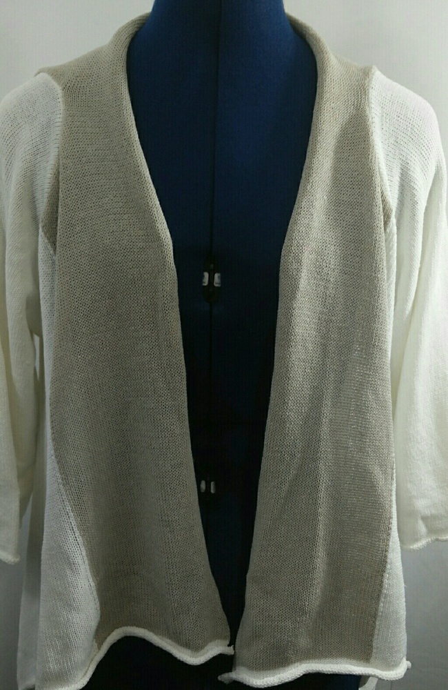 KOKOMARINA Linen Bl Open Front Cardigan Sweater XS